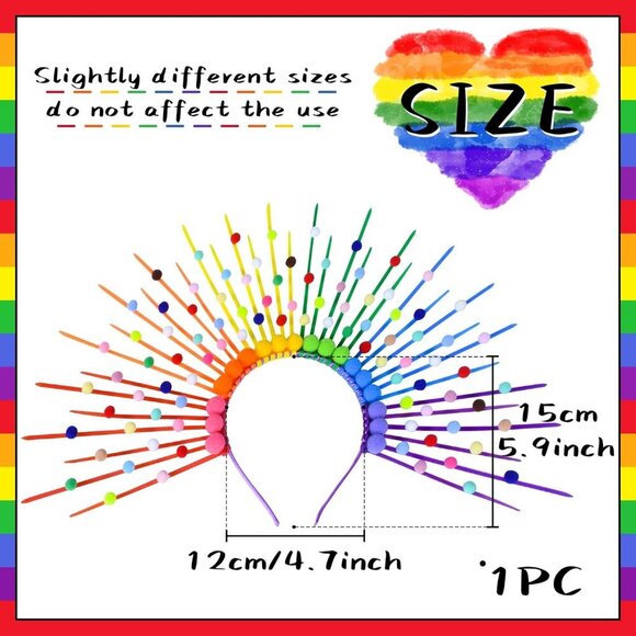 Rainbow Pride Month Headband Polypropylene Colorful Hair Accessory for Adults - Picture 2 of 9